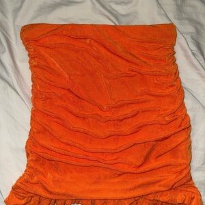 SHEIN Orange Ruched Mini Skirt